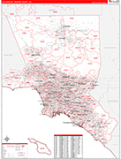 Los Angeles-Orange County Wall Map Red Line Style